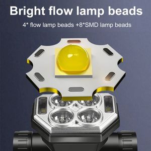 Brillo fuerte 4 * cuentas de luz fluidas + 8 * SMD linterna de alta potencia 4 modos de luz Usb incorporado 18650 batería de litio faro - Product Image 2