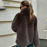 Veste en fausse fourrure mi-longue pour femme, col blazer, marron, fourrure écologique, manteau en fourrure de renard, manteau pour femme