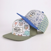 Casquette de baseball pour tout-petit à visière plate, personnalisable par sublimation, avec patch respirant découpé au laser, bicolore