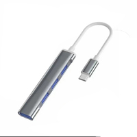Hub USB C en alliage d'aluminium, adaptateur multiport 4 ports USB 3.0, transfert de données 5 Gbps pour ordinateur portable, PC, MacBook