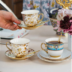 Moderno stile Vintage europeo in ceramica osso caffè e tazza da tè con piattino per uso domestico e regalo - Product Image 2