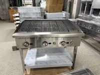 Peralatan Dapur Komersial OUTE 36''  Panggangan Batu Lava Gas Stainless Steel  Charbroiler BBQ Grill Dengan Rak Terpasang