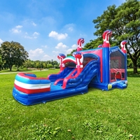 WINSUN Château gonflable à thème drapeau américain avec double toboggan et design étoilé pour enfants et adultes, idéal pour les fêtes en extérieur et la location