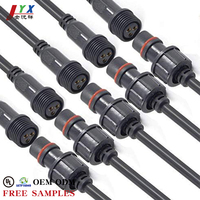 موصل كابل LED مقاوم للماء IP65/IP68 بـ 2/3/4/5/6/7/8 دبابيس ذكر وأنثى، 16AWG، مخصص للسيارات والإضاءة الخارجية LED من JYX OED/ODM
