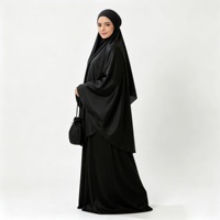 Ensemble Khimar noir pour femmes, pochette de voyage, vêtements modestes, vêtements musulmans islamiques, prière