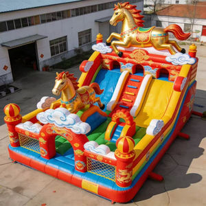 <span class=keywords><strong>Castillo</strong></span> Inflable con Tobogán y Caballo, Brincolín Inflable con Tobogán y Soplador para Niños y Adultos en Venta - Product Image 4