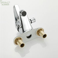 Robinet de lavabo monocommande moderne poli pour montage sur plan, 2 trous, en laiton avec cartouche céramique, collection Printemps-Été