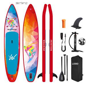 โรงงาน OEM ผลิตบอร์ดยืนพายแบบเป่าลม ขนาด 10'6/320 ซม. สีเหลือง พิมพ์ลายเต็มผืน บอร์ดซัพแบบเป่าลม ขนาด 10'6 - Product Image 3