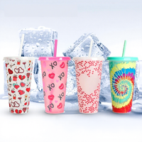 Nouvelle tasse à café en plastique PP monocouche de 24 oz, changeant de couleur à froid, réutilisable avec paille, idéale pour les fêtes
