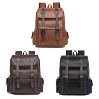 Sac à dos unisexe 13 pouces style coréen simple 2025 en cuir PU, fermeture éclair, écologique, classique, résistant à l'eau, pour ordinateur portable et voyage en avion