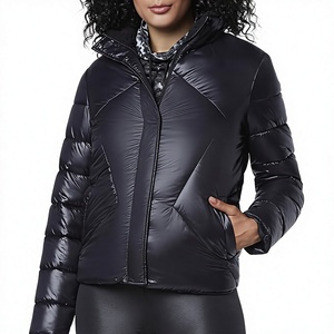 Factory Direct OEM Womens PU Leather <b>Cropped</b> Bubble Coat Custom Thick Winter <b>Jacket</b> - Product Image 1