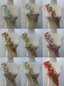 <strong>Crystal</strong> Flat Back Stretch Embroidered Patch with Sequin Floral Applique Rhinestone <strong>Beads</strong> for Corset Bodice Sew-On Fabric Trims - Product Image 5