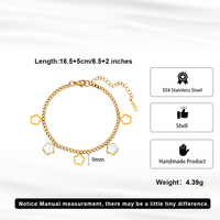 Gelang Bunga Fashion STMB10, Baja Anti Karat 304, Lapisan Emas 18K PVD, Rantai Kuba, Liontin Cangkang, untuk Wanita dan Gadis