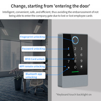 Sistema de Control de Acceso para Puerta con Seguridad WiFi, Impermeable IP67, Huella Dactilar, Tarjeta RFID, Pantalla Táctil, Bluetooth, Contraseña, TTLock