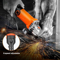 Meuleuse d'Angle Électrique Réglable à 6 Vitesses 110V/220V 1250W, Machine Polisseuse Multifonctionnelle pour Couper le Bois, le Métal et le Carrelage Céramique