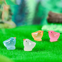 Mini poulets en résine lumineux qui brillent dans le noir, figurines d'animaux miniatures, poules pour jardin féerique, décoration de paysage miniature en mousse