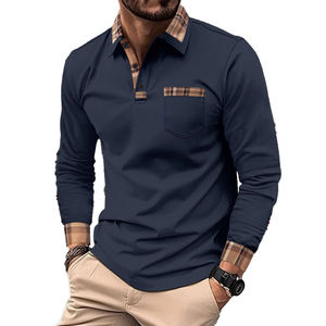 Chemises <span class=keywords><strong>polo</strong></span> pour hommes avec logo personnalisé, manches longues, pour la promotion des ventes de chemises, printemps et automne, design en coton piqué imprimé - Product Image 2