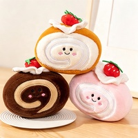 Jouet à mâcher en peluche pour chien et chat, doux, en forme de pain, croissant, boule ou gâteau, pour animaux de compagnie, avec motifs de petits animaux de dessin animé, plusieurs styles