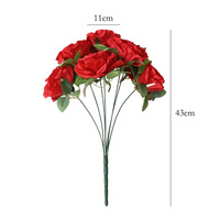 FANSTA Factory Wholesale 7-Heads Large Horn Silk Artificial Roses Handcrafted Lifelike Faux Rose Blooms for Wedding