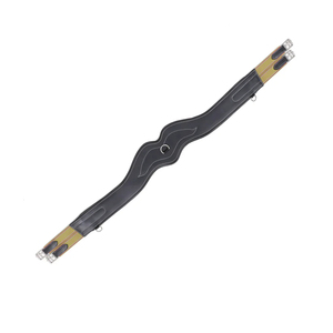 Cincha de cuero anatómica Wave con acolchado artesanal y extremos elásticos, hebillas de rodillo SS - Product Image 1