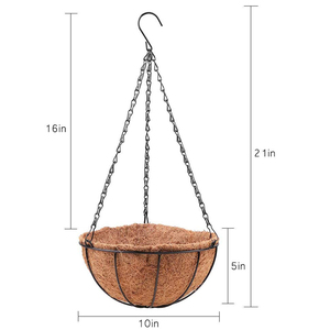 Kim loại Treo Giỏ trồng với Dừa Xơ dừa lót vòng dây nhà máy giỏ ngoài trời wicker cây hình dạng Kim Loại Nhà máy đứng - Product Image 5