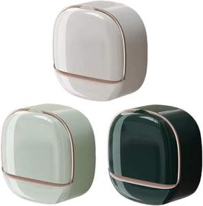 Porte-savon mural rectangulaire en plastique brillant, grande capacité, avec drainage, support de séchage pour éponge, organisateur, design européen - Product Image 1