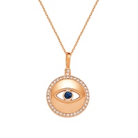 Jellmilskye — collier avec pendentif en or 18k, pendentif rond en argent sterling 925, saphir, mauvais œil, offre spéciale