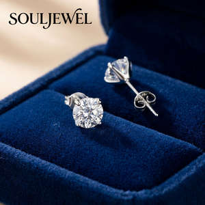 Pendientes de Plata 925 Clásicos Souljewel con Circonita de 1ct y Cuatro Puntas, Baño de Rodio, Unisex, Circonita Cúbica Brillante para Uso Diario - Product Image 5