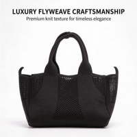 Tas Rajut Kain Tenun Kustom Grosir dengan Pola Geometris & Cetakan Ganda, Tas Jinjing Kasual untuk Dibawa di Pergelangan Tangan/Bahu