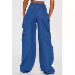 Pantalones Cargo Vaqueros Anchos de Estilo Nuevo al por Mayor, Sexys para el Verano, con Decoración de Logotipo en la Cintura y Cinturón para Chicas Jóvenes - Product Image 6