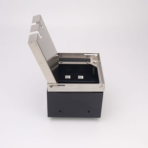 Boîte de montage au sol encastrée moderne avec finition en acier inoxydable brossé SS304 et deux prises de courant américaines - Product Image 6