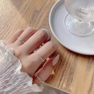 S925 Sterling Silver <strong>Snow</strong> <strong>Flake</strong> Plain Chain Sparkling <strong>Ring</strong> Jewelry Silver 925 Stacked Wearing Chain Casual <strong>Rings</strong> for Ladies - Product Image 4