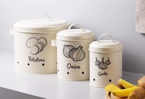 Kitchen Metal Lid Vegetable <strong>Potato</strong> Onion and Garlic Pots, <strong>Potato</strong> Storage Box Canister, Onion Garlic <strong>Containers</strong> - Product Image 4