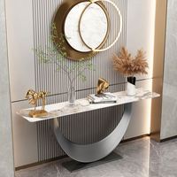 Meubles de maison modernes, design italien, tables consoles demi-lune, salon, table console de luxe dorée pour couloir