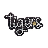 Patch brodé personnalisé en forme de cœur avec sequins et tigres, à thermocoller pour vêtements, vente en gros
