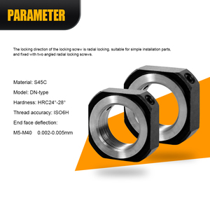 Tuerca DE SEGURIDAD cuadrada HLTNC DN DN5 M5 0,5 TO DN40 M40 1,5 Material S45C Dureza HRC24 °-28 ° Precisión de rosca ISO 6H para Cnc - Product Image 6