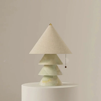 Décoration artisanale en pierre d'onyx naturel empilée, lampe de table avec abat-jour en lin, base en pierre translucide pour la décoration intérieure