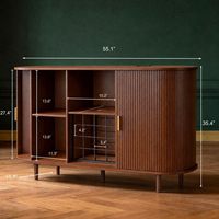 Meuble bar moderne en chêne massif sur mesure avec étagères réglables, éclairage RGB, porte-verres à vin, casier à vin, buffet de salon