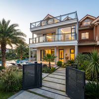 Clôture de villa moderne de luxe en acier galvanisé thermolaqué, treillis, portail, écologique, durable, antirouille, modélisation 3D, clôture de maison