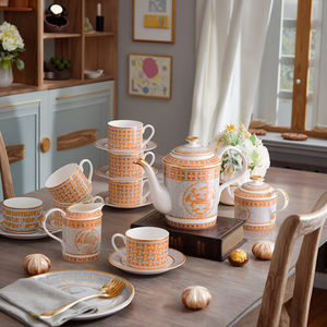 58pcs Minimalist Porcelain <b>Dinnerware</b> Set Western Ceramic Coffee Restaurant Dishes Cups PC Material for Home Use Wholesale - Product Image 1