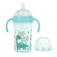 Biberón de PP de 300 ml (10 oz) con cuello súper ancho, asa, tetina y pajita