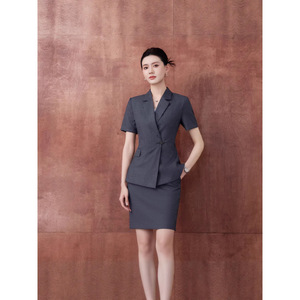 Women's Suit <b>Set</b> Short Sleeve <b>Blazer</b> Skirt Formal Workwear Anti-Wrinkle Worsted Fabric Commute Style - Product Image 1
