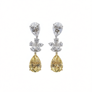 Pendientes de Diamantes Lorenz, Oro Sólido de 18K, Corte Pera, Diamantes Naturales Amarillos de Lujo, Certificados por GIA, Joyería de Lujo para Mujer - Product Image 1