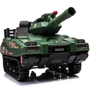 लोकप्रिय बच्चों की सवारी कार आर्मी टैंक इलेक्ट्रिक आरसी बड़े आकार के बच्चों की सवारी टैंक कैन शूटिंग टैंक की सवारी