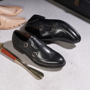 Chaussures en cuir véritable faites à la main W206-<span class=keywords><strong>N8</strong></span> pour hommes, style double boucle, à enfiler, type Oxford, mocassins, pour affaires, bureau et occasions formelles - Product Image 3