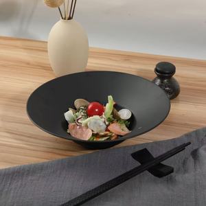 <span class=keywords><strong>จาน</strong></span>เมลามีนทรงลึกจานพาสต้าและพาสต้าสำหรับร้านอาหารสีดำไม่แตกหัก - Product Image 1