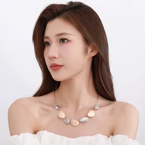 TongLing double layer steel wire necklace brushed gold and silver plated alloy choker necklace