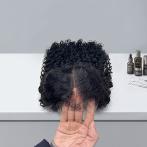Peluca de Cabello Humano Remy Brasileño <span class=keywords><strong>Afro</strong></span> Crespo Rizado de 200 Densidad con Encaje Frontal HD Transparente, Natural, Corta, Pre-Desplumada para Mujeres Negras - Product Image 4