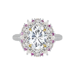 8 adodo chống xỉn đồ trang sức ánh sáng sang trọng đầy đủ kim cương 3ct trứng đầy màu sắc S925 Bạc 8*10 hình bầu dục moissanite Nhẫn đính hôn - Product Image 6