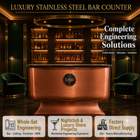Comptoir de bar en métal courbé, finition bronze brossé antique, personnalisable, directement de l'usine, pour pub commercial, table de club de luxe